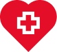 Red heart icon with a medical cross, symbolizing health and care for Cavalier King Charles Spaniel puppies